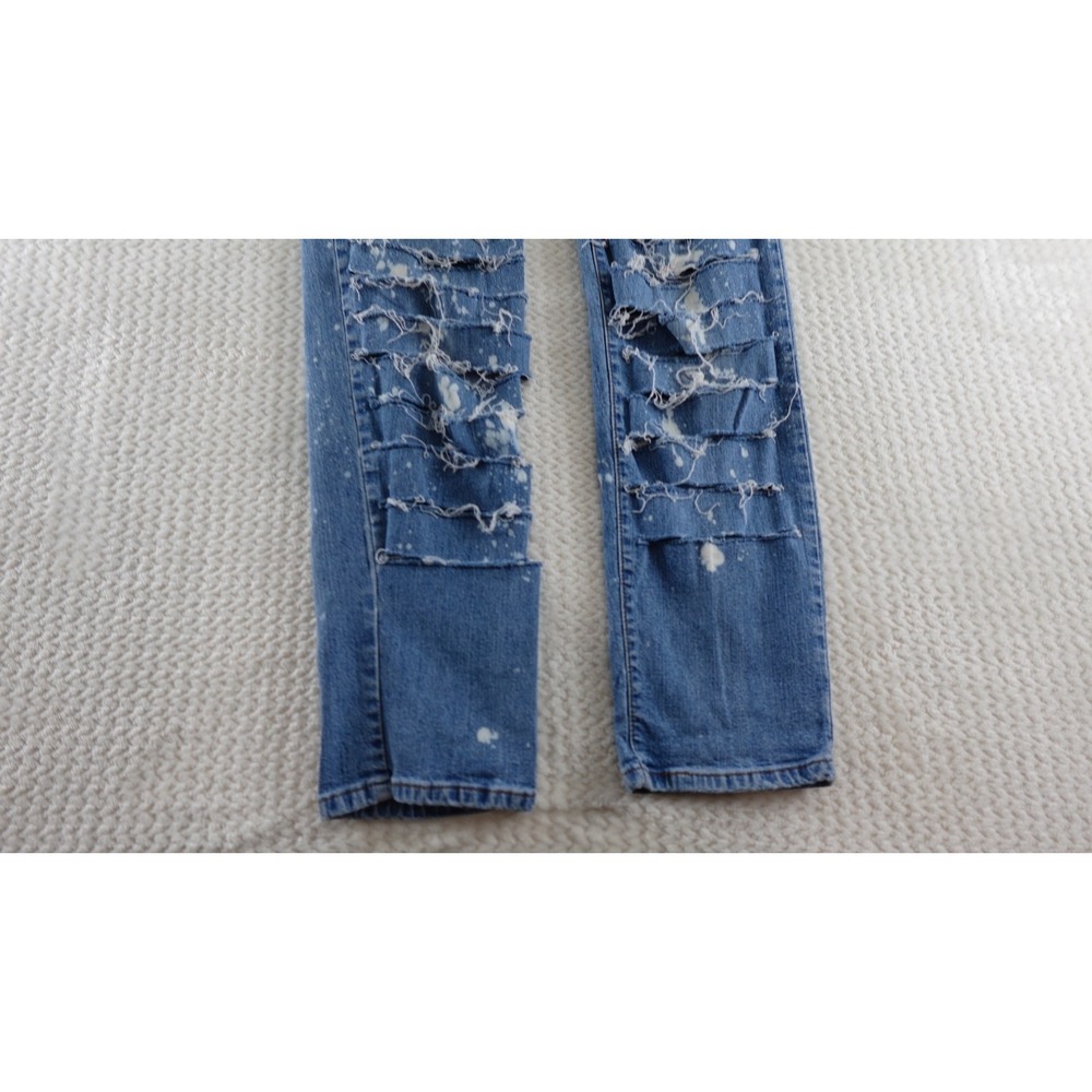 VTG Levi's Size 12 Jeans 550 Classic Relax Taper Distress Destroyed Ripped Blue - Picture 3 of 15